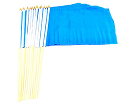 12"x18" Solid Blue Polyester Stick Flag - 12 flags