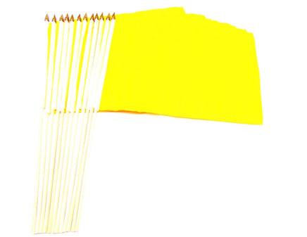 12"x18" Solid Color Yellow Polyester Stick Flag - 12 flags