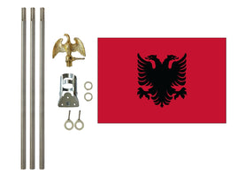 3'x5' Albania Polyester Flag with 6' Flagpole Kit