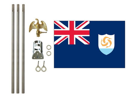 3'x5' Anguilla Polyester Flag with 6' Flagpole Kit