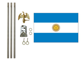 3'x5' Argentina Polyester Flag with 6' Flagpole Kit
