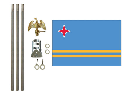 3'x5' Aruba Polyester Flag with 6' Flagpole Kit