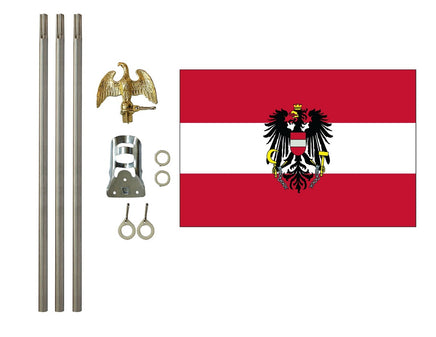 3'x5' Austria with Eagle Polyester Flag with 6' Flagpole Kit