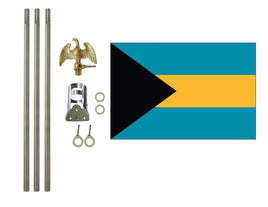 3'x5' Bahamas Polyester Flag with 6' Flagpole Kit