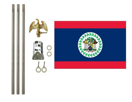 3'x5' Belize Polyester Flag with 6' Flagpole Kit