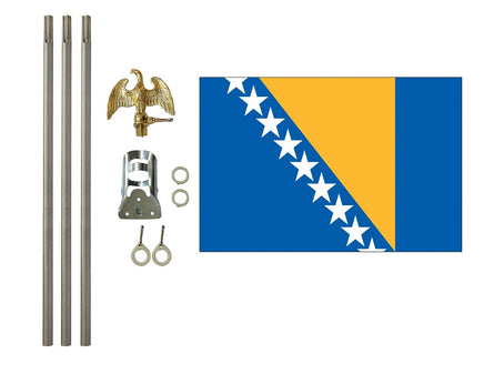 3'x5' Bosnia Herzegovina Polyester Flag with 6' Flagpole Kit
