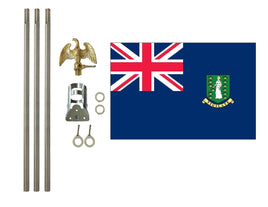 3'x5' British Virgin Islands Polyester Flag with 6' Flagpole Kit