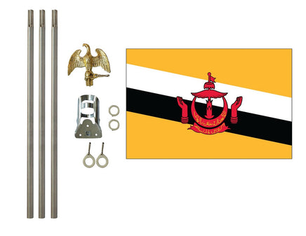 3'x5' Brunei Polyester Flag with 6' Flagpole Kit