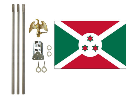 3'x5' Burundi Polyester Flag with 6' Flagpole Kit