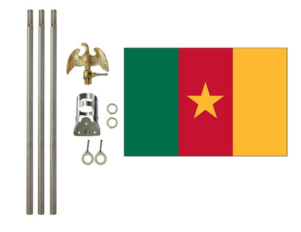 3'x5' Cameroon Polyester Flag with 6' Flagpole Kit