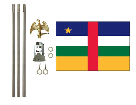 3'x5' Central African Republic Polyester Flag with 6' Flagpole Kit
