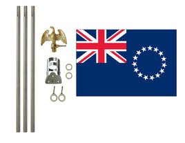 3'x5' Cook Islands Polyester Flag with 6' Flagpole Kit