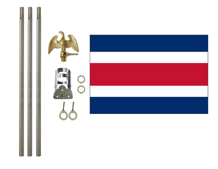 3'x5' Costa Rica (No Seal) Polyester Flag with 6' Flagpole Kit