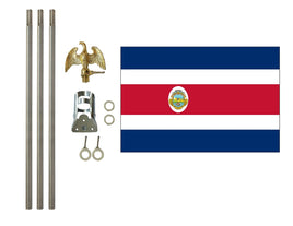 3'x5' Costa Rica Polyester Flag with 6' Flagpole Kit