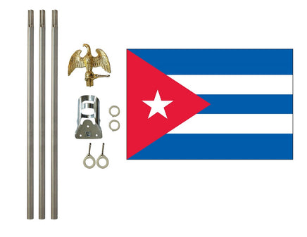 3'x5' Cuba Polyester Flag with 6' Flagpole Kit