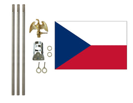 3'x5' Czech Republic Polyester Flag with 6' Flagpole Kit