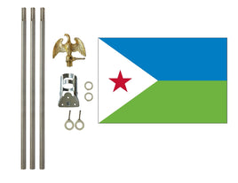 3'x5' Djibouti Polyester Flag with 6' Flagpole Kit