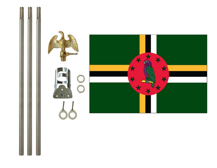 3'x5' Dominica Polyester Flag with 6' Flagpole Kit