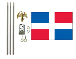 3'x5' Dominican Republic (No Seal) Polyester Flag with 6' Flagpole Kit