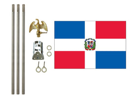3'x5' Dominican Republic Polyester Flag with 6' Flagpole Kit