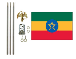 3'x5' Ethiopia Polyester Flag with 6' Flagpole Kit