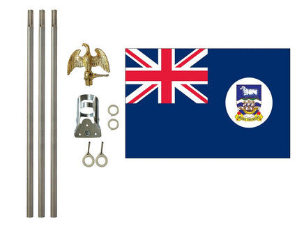 3'x5' Falkland Islands Polyester Flag with 6' Flagpole Kit