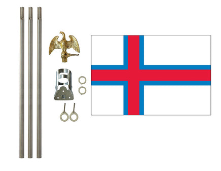 3'x5' Faroe Islands Polyester Flag with 6' Flagpole Kit
