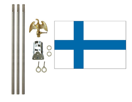 3'x5' Finland Polyester Flag with 6' Flagpole Kit