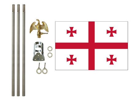 3'x5' Georgia Republic Polyester Flag with 6' Flagpole Kit