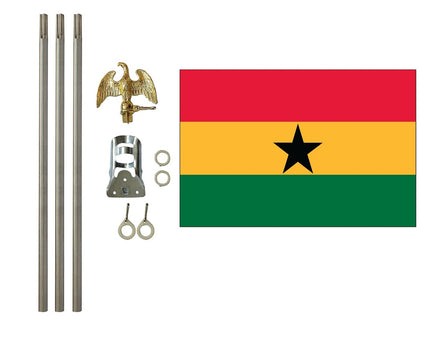 3'x5' Ghana Polyester Flag with 6' Flagpole Kit