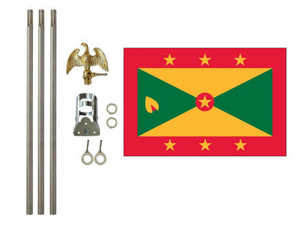 3'x5' Grenada Polyester Flag with 6' Flagpole Kit