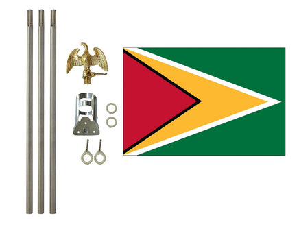 3'x5' Guyana Polyester Flag with 6' Flagpole Kit
