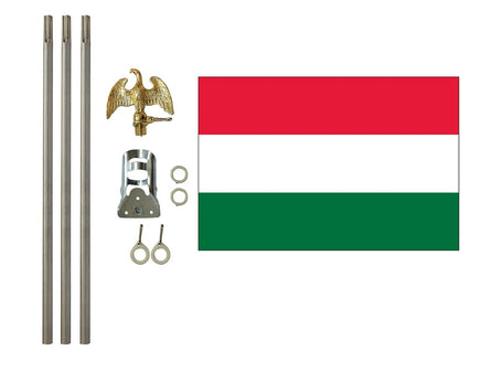 3'x5' Hungary Polyester Flag with 6' Flagpole Kit