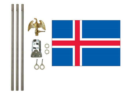 3'x5' Iceland Polyester Flag with 6' Flagpole Kit