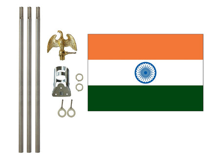 3'x5' India Polyester Flag with 6' Flagpole Kit
