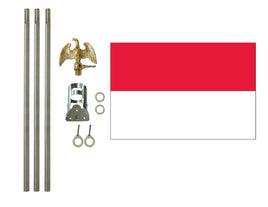 3'x5' Indonesia Polyester Flag with 6' Flagpole Kit
