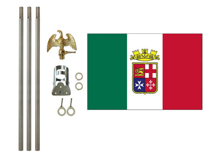 3'x5' Italian Ensign Polyester Flag with 6' Flagpole Kit