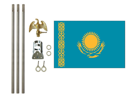 3'x5' Kazakhstan Polyester Flag with 6' Flagpole Kit