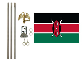 3'x5' Kenya Polyester Flag with 6' Flagpole Kit