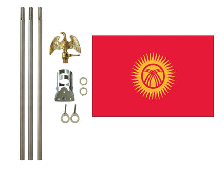 3'x5' Kyrgyzstan Polyester Flag with 6' Flagpole Kit