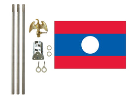 3'x5' Laos Polyester Flag with 6' Flagpole Kit