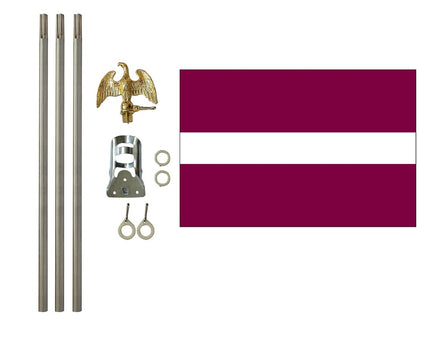 3'x5' Latvia Polyester Flag with 6' Flagpole Kit