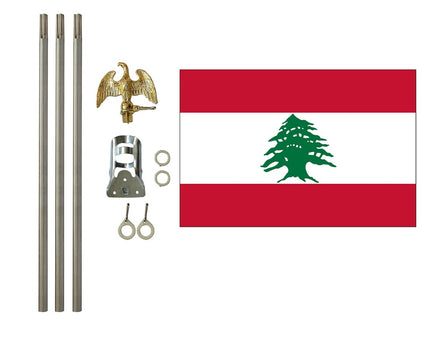 3'x5' Lebanon Polyester Flag with 6' Flagpole Kit