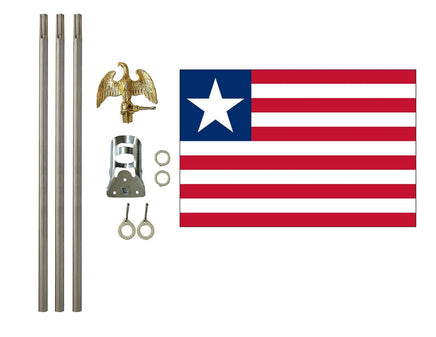 3'x5' Liberia Polyester Flag with 6' Flagpole Kit