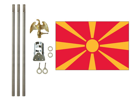 3'x5' Macedonia Polyester Flag with 6' Flagpole Kit