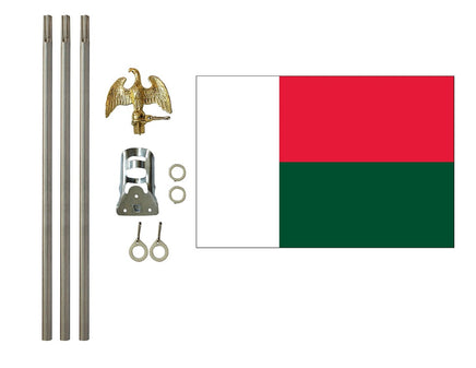 3'x5' Madagascar Polyester Flag with 6' Flagpole Kit