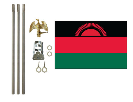 3'x5' Malawi Polyester Flag with 6' Flagpole Kit