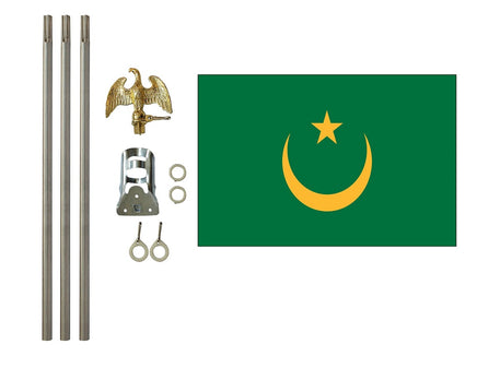 3'x5' Mauritania Polyester Flag with 6' Flagpole Kit