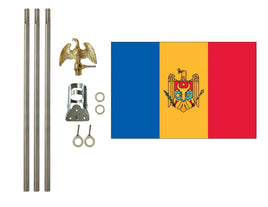3'x5' Moldova Polyester Flag with 6' Flagpole Kit