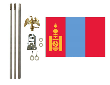 3'x5' Mongolia Polyester Flag with 6' Flagpole Kit